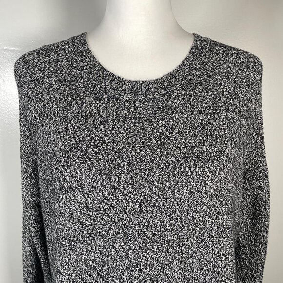 Urban Knit Supply Black White Marled Crewneck Tight Knit Long Sleeve Sweater M - Picture 3 of 14